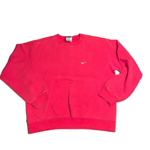 Vintage Y2K Nike Sweatshirt Mini Swoosh Crewneck Silver Tag Red Medium - Picture 1 of 5